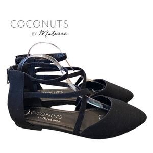 Coconuts by Matisse Women's Black Canvas Strappy Pointed Toe Flats 8